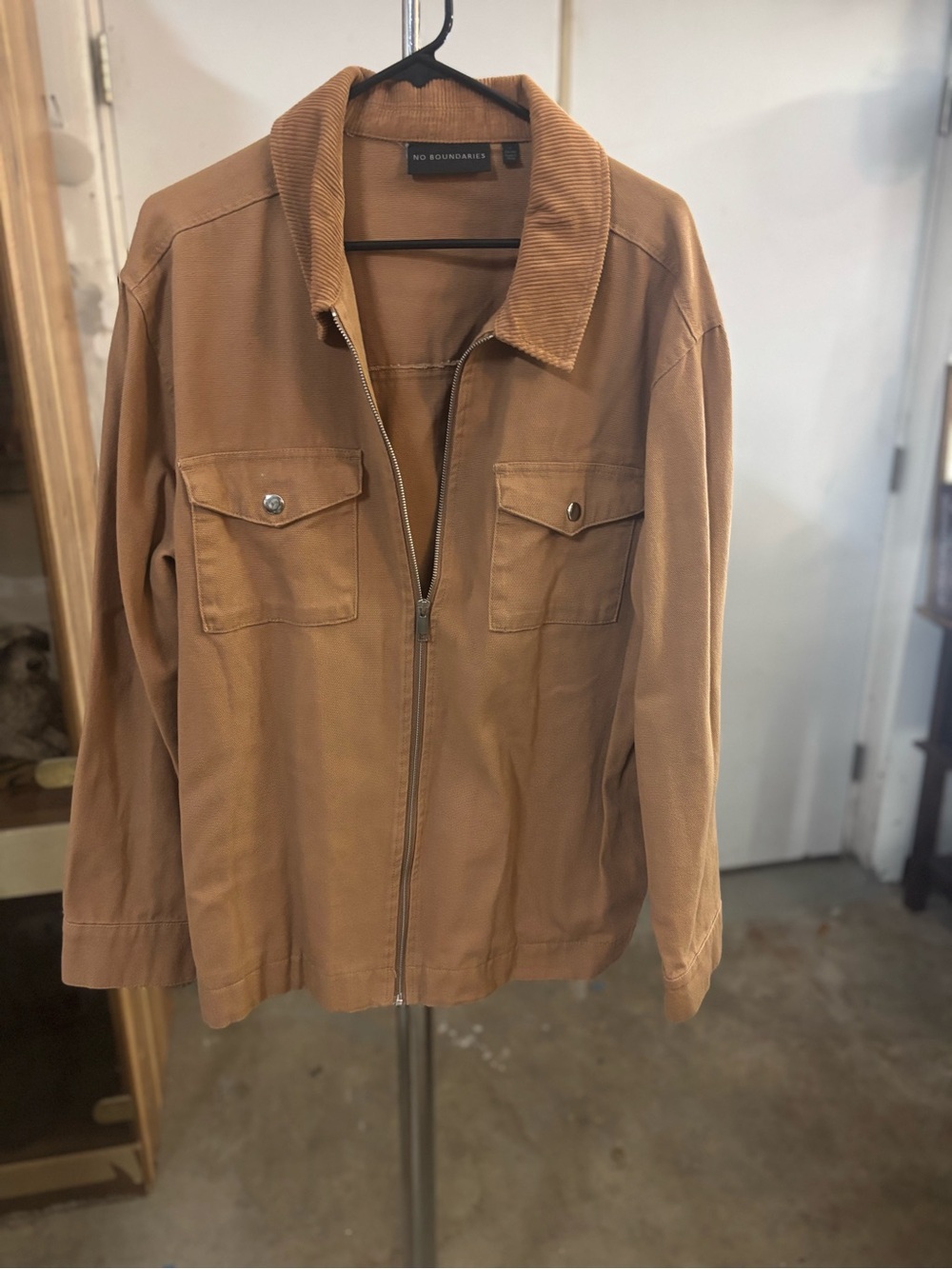 No Boundaries Women's Tan Zip-Front Jacket